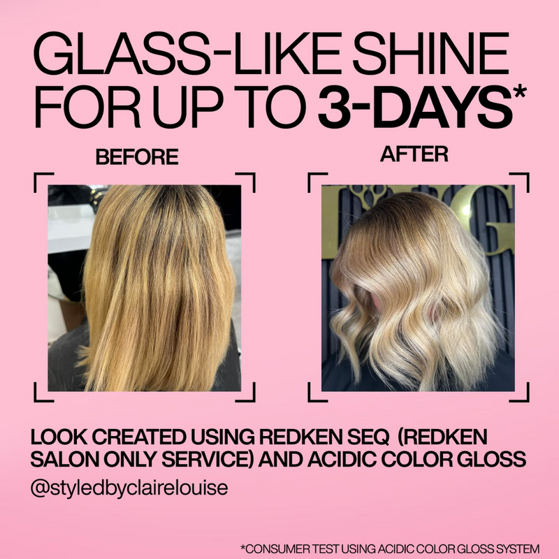 Redken Acidic Color Gloss Shampoo 300ml, Conditioner 300ml and Heat Protection Treatment 45ml, Glass-Like Shine (Worth £57.49)
