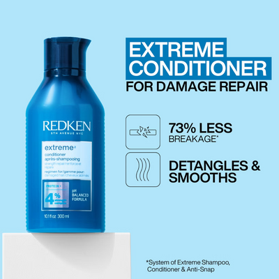 Redken Extreme Shampoo, Conditioner and Anti-Snap Leave-in Treatment Strength Repair Bundle for Damaged Hair