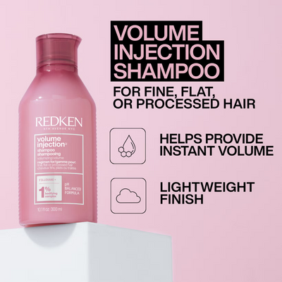 Redken Volume Injection Shampoo, Conditioner and One United Treatment Spray Routine for Fine/Flat Hair