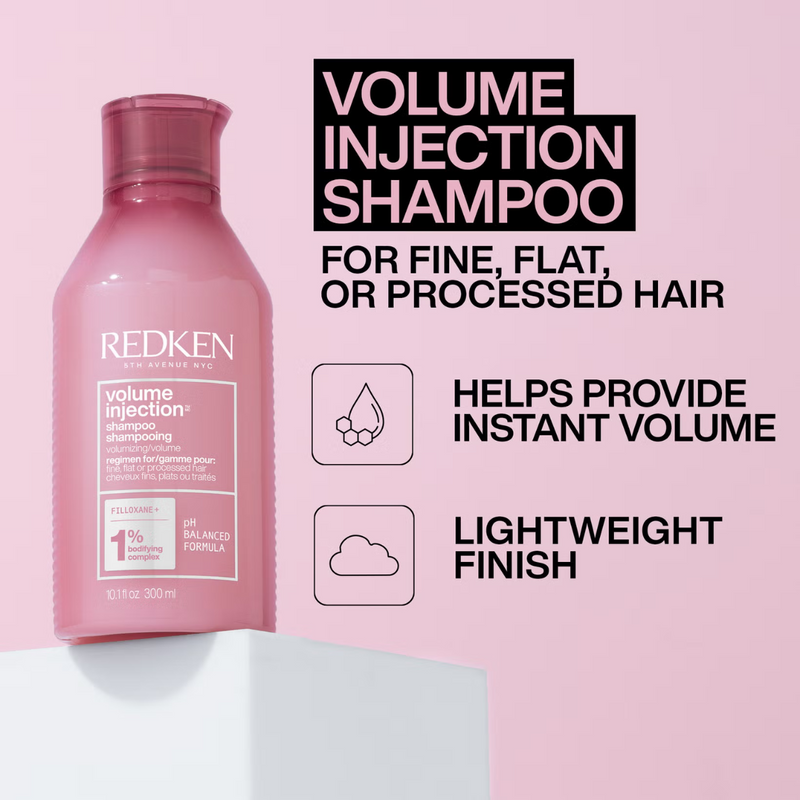 Redken Volume Injection Shampoo, Conditioner and One United Treatment Spray Routine for Fine/Flat Hair