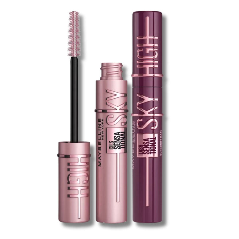 Maybelline Lash Sensational Sky High Mascara Bundle - Black and Burgundy Haze