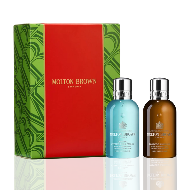 Molton Brown Bath & Shower Gel Duo – Coastal Cypress & Sea Fennel + Tobacco Absolute (2 x 100ml)