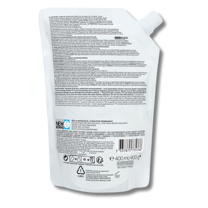 La Roche-Posay Lipikar Syndet AP+ Cream Wash Refill Pouch 400ml