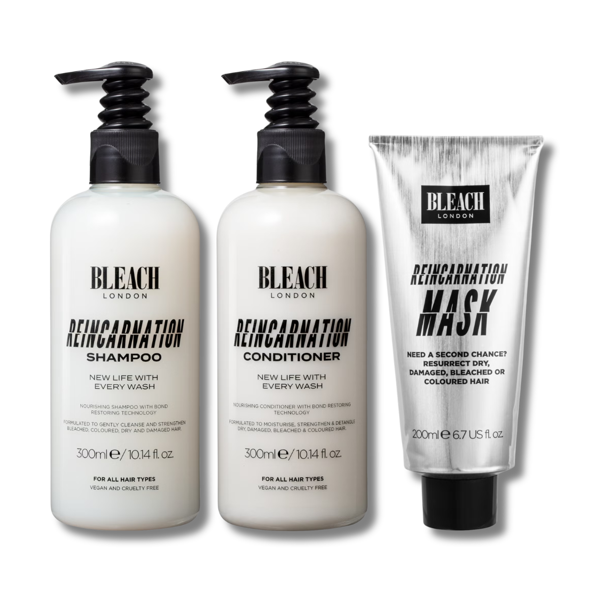 Bleach Reincarnation Shampoo and Conditioner 300ml Bundle with 200ml R ...