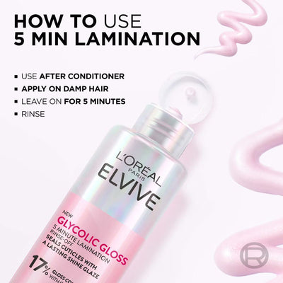 L'Oréal Paris Elvive Glycolic Gloss Rinse-Off 5 minute Lamination Treatment for Dull Hair 150ml