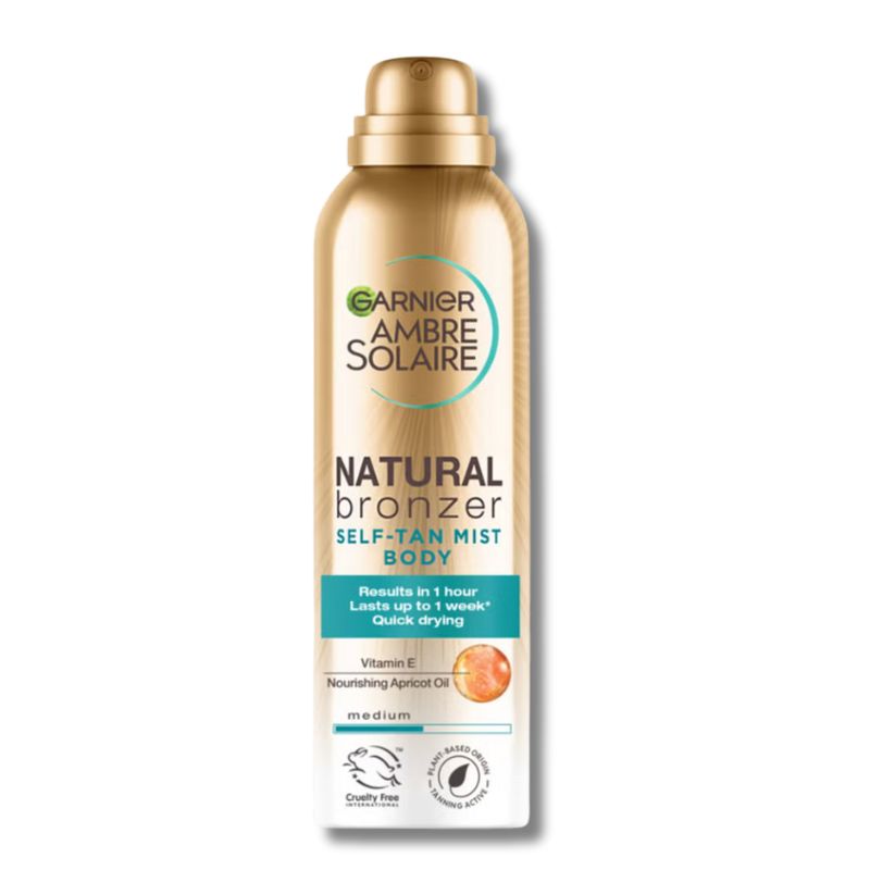 Garnier Ambre Solaire Natural Bronzer Quick Drying Body Self Tan Mist Medium 150ml