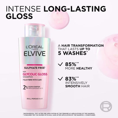 L'Oréal Paris Elvive Glycolic Gloss Sulphate Free Shampoo for Dull Hair 200ml