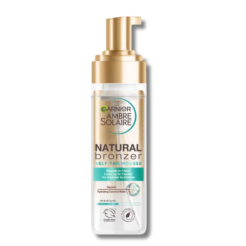 Garnier Ambre Solaire Vegan Natural Bronzer Intense Clear Self Tan Mousse 200ml