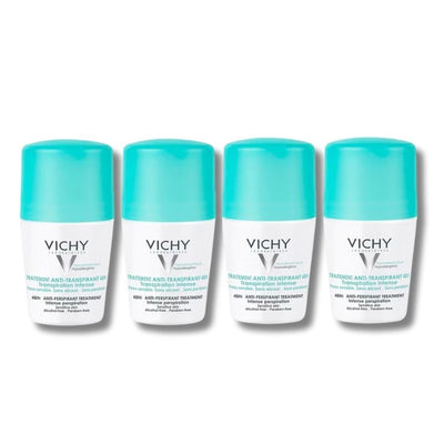 VICHY 48 Hour Intensive Anti-Perspirant Roll-on Deodorant Set for Sensitive Skin 4 x 50ml