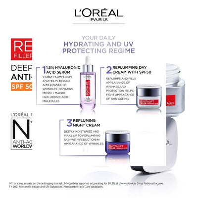 L'Oréal Paris Revitalift Filler Hyaluronic Acid Anti-Ageing SPF50 Day Cream 50ml