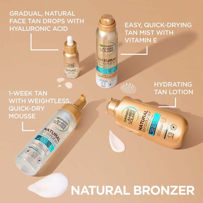Garnier Ambre Solaire Vegan Natural Bronzer Intense Clear Self Tan Mousse 200ml