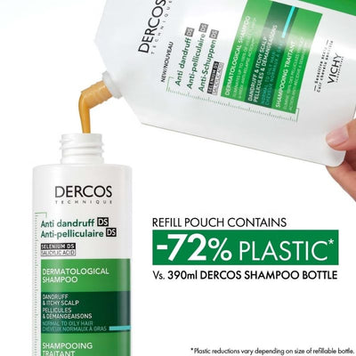 Vichy Dercos Anti-Dandruff Dermatological Shampoo for Normal to Oily Hair 390ml Refill
