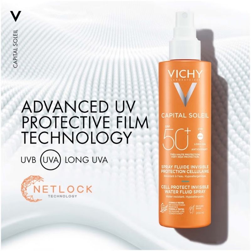 Vichy Capital Soleil Cell Protect Invisible High UVA and UVB Sun Protection Spray SPF50+ 200ml