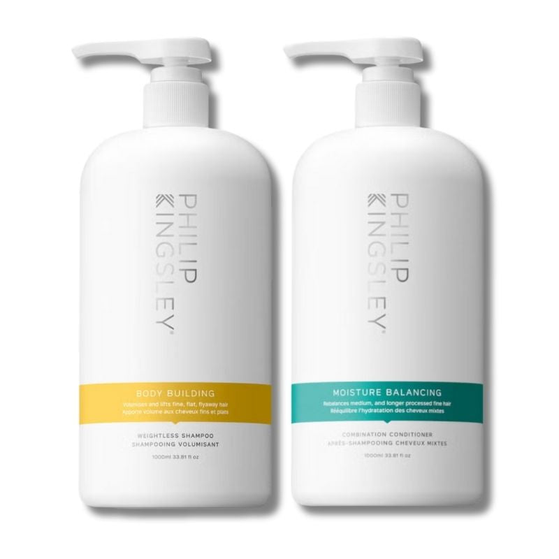 Philip Kingsley Body Building Shampoo 1000ml and Moisture Balancing Conditioner 1000ml Duo