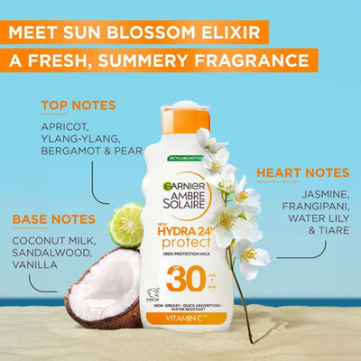 Garnier Ambre Solaire SPF 30 Hydra 24 Hour Protect Hydrating Sun Cream Lotion With Vitamin C, 175ml