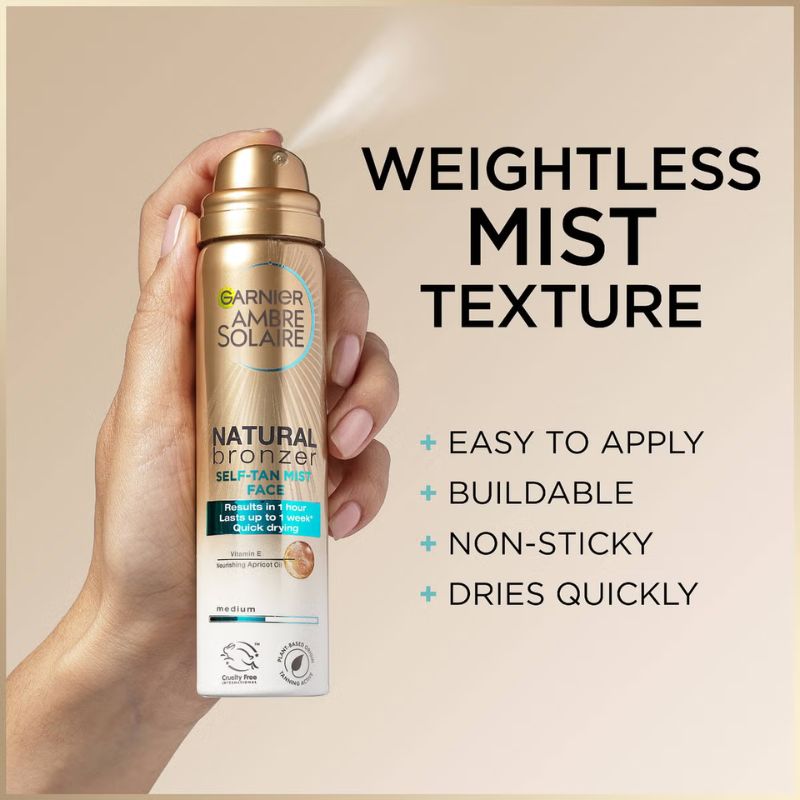 Ambre Solaire Natural Bronzer Quick Drying Dark Self Tan Face Mist 75ml