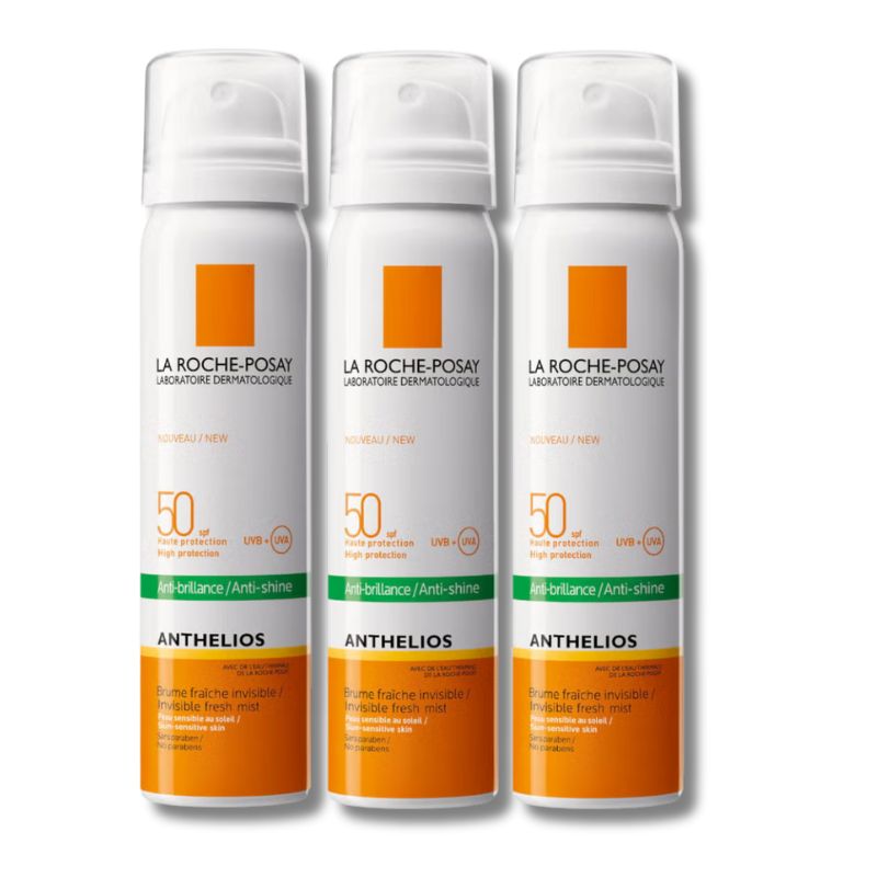 La Roche-Posay Anthelios Anti-Shine Sun Protection Invisible SPF50+ Face Mist 75ml Trio