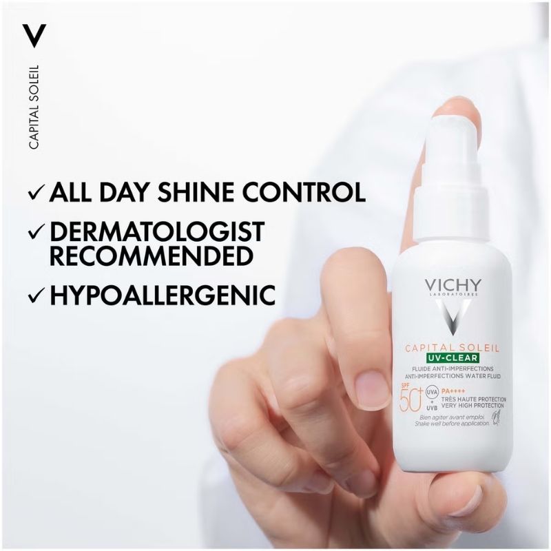 Vichy Capital Soleil UV-Clear Daily Sun Protection SPF50+ with Salicylic Acid for Blemish-Prone Skin 40ml