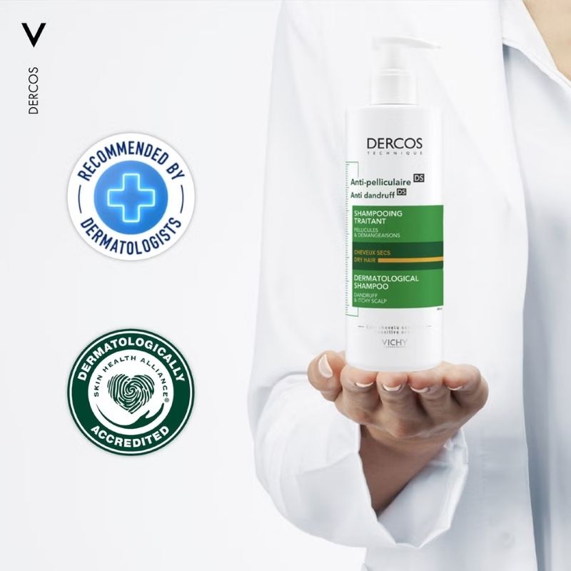 Vichy Dercos Technique Anti-Dandruff Purifying Shampoo for Sensitive, Dry Hair and Scalp 390ml